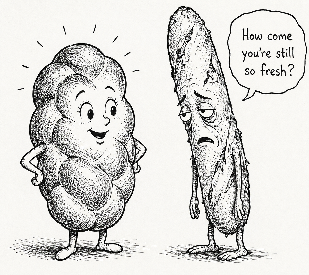 Two loaves of bread talking