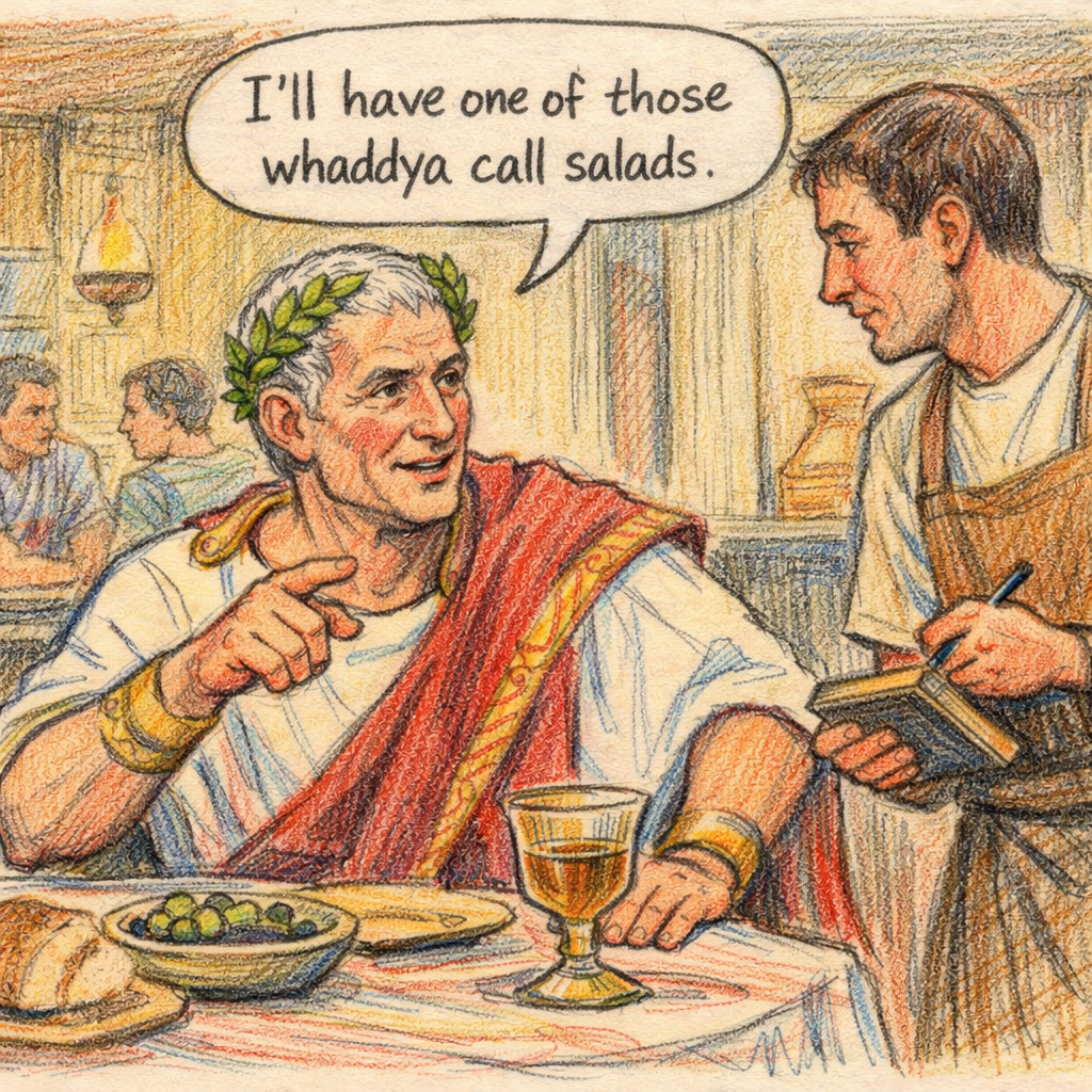 Caesar ordering a salad