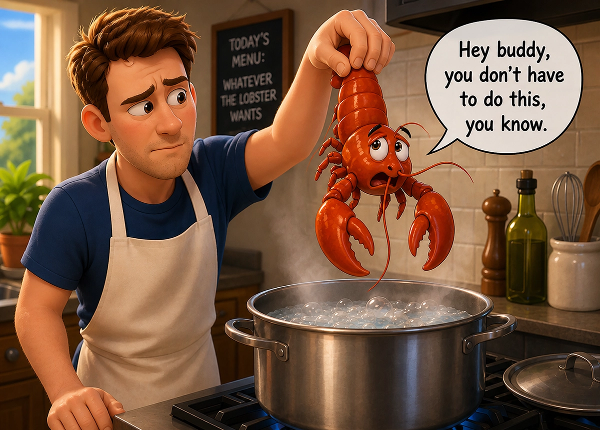 Boiling a talking lobster