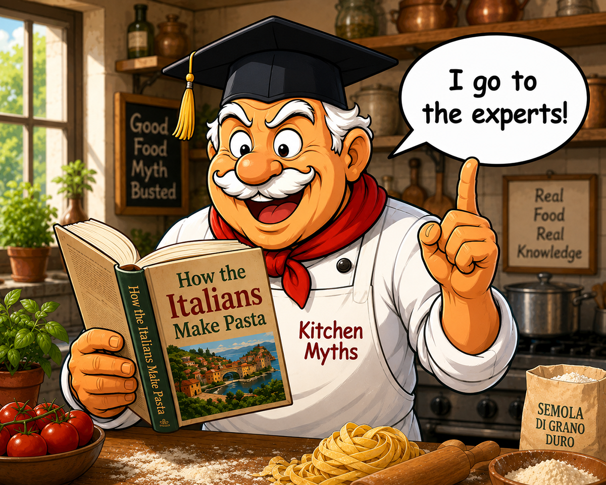 Chef cooking pasta Italian way