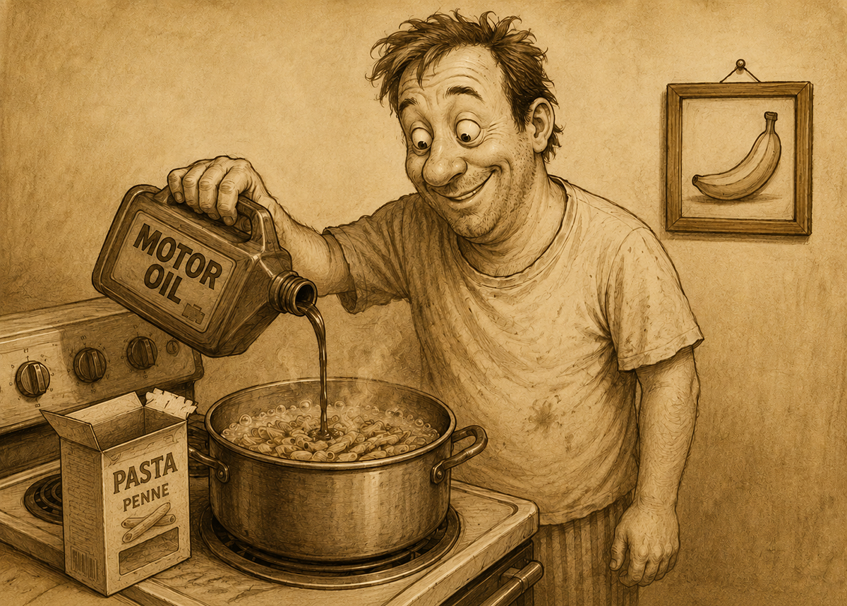 Adding oil to pasta