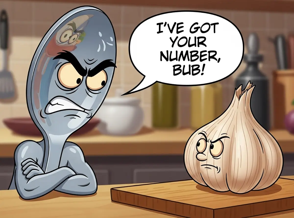 Spoon with garlic